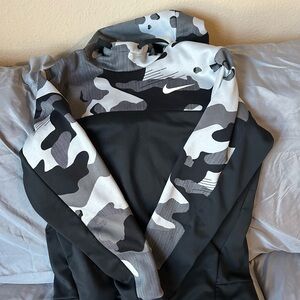 Nike Black and Gray Camo Hoodie